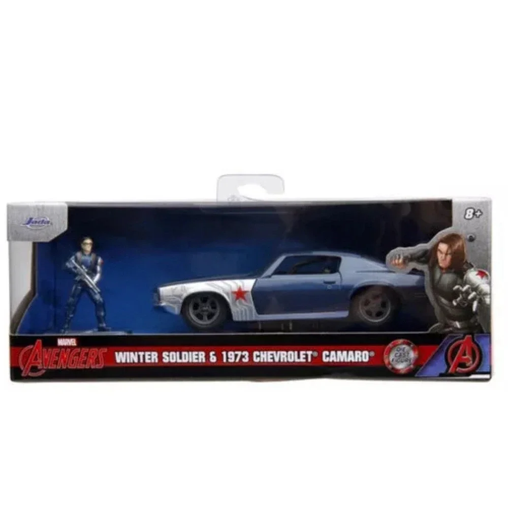 1973 Chevrolet Camaro Dark Blue Metallic with Gray Stripes and Winter Soldier by